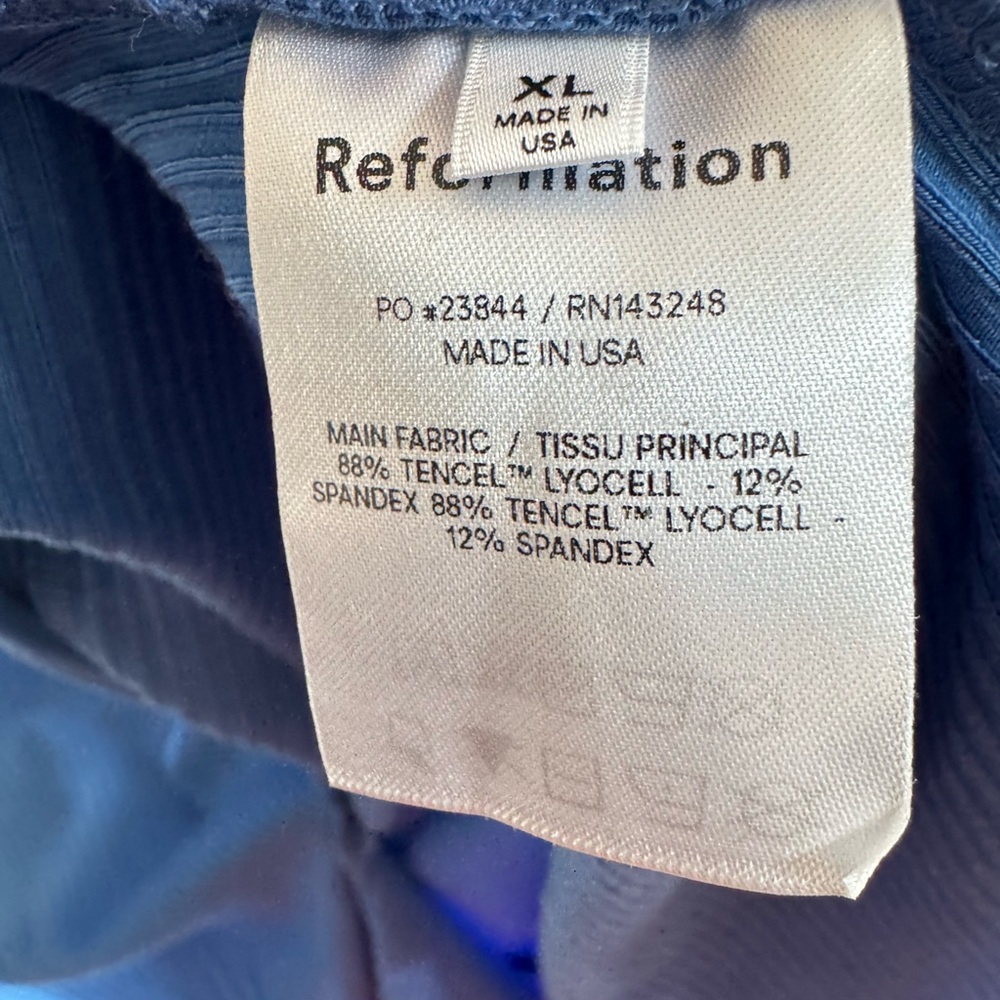 REFORMATION Cassi Blue Ribbed Midi Dress Size XL - Picture 7 of 7